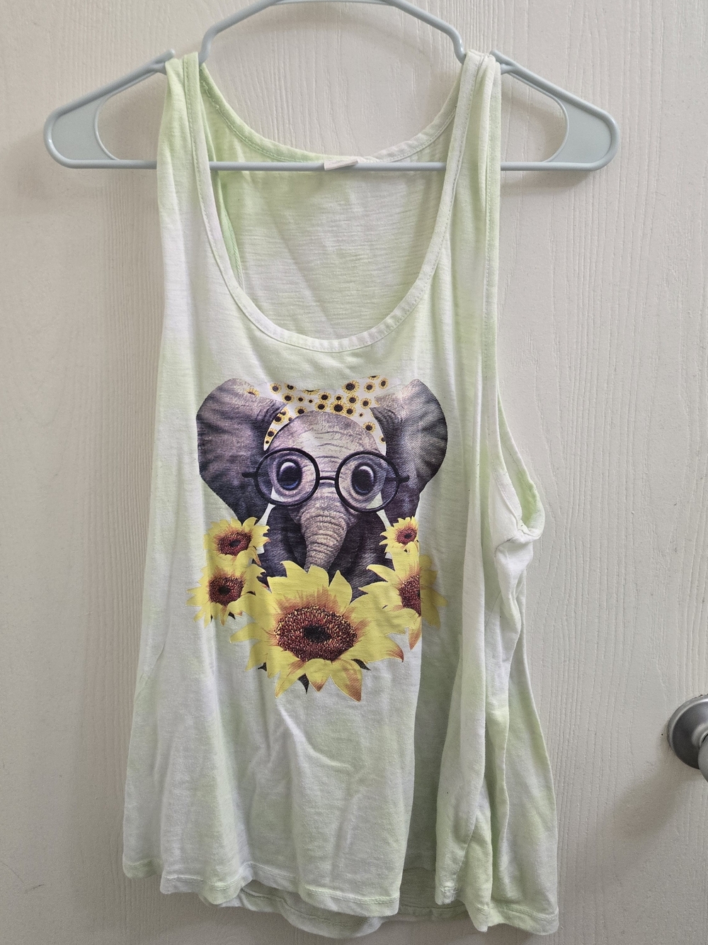 Dreamsicle Elephant & Sunflowers Graphic Tank Top Tie Dye X-Large